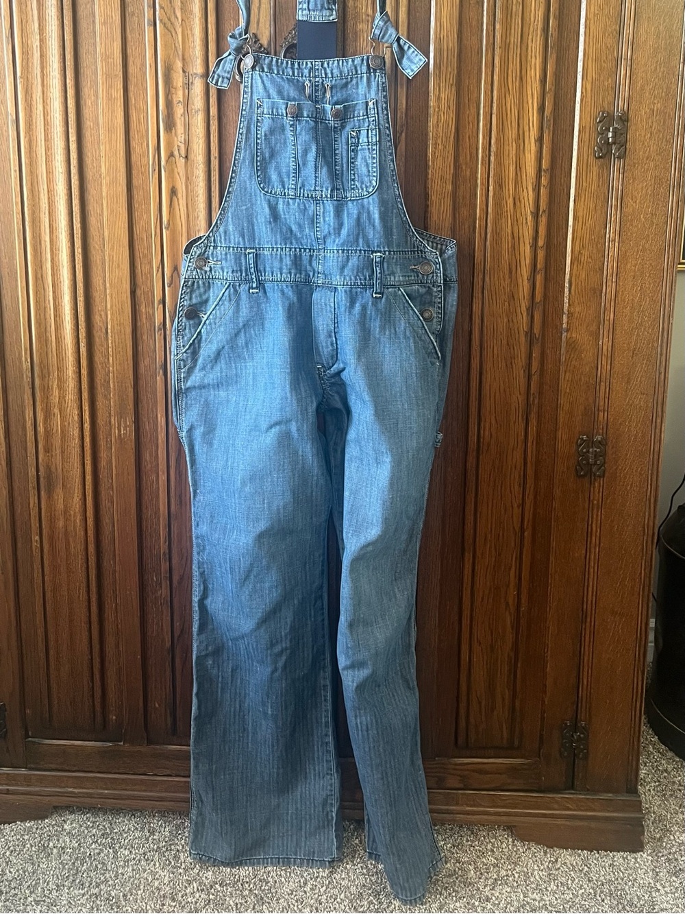 Old Navy Denim Overalls Large Light Wash Straight Leg Bib Vintage Style